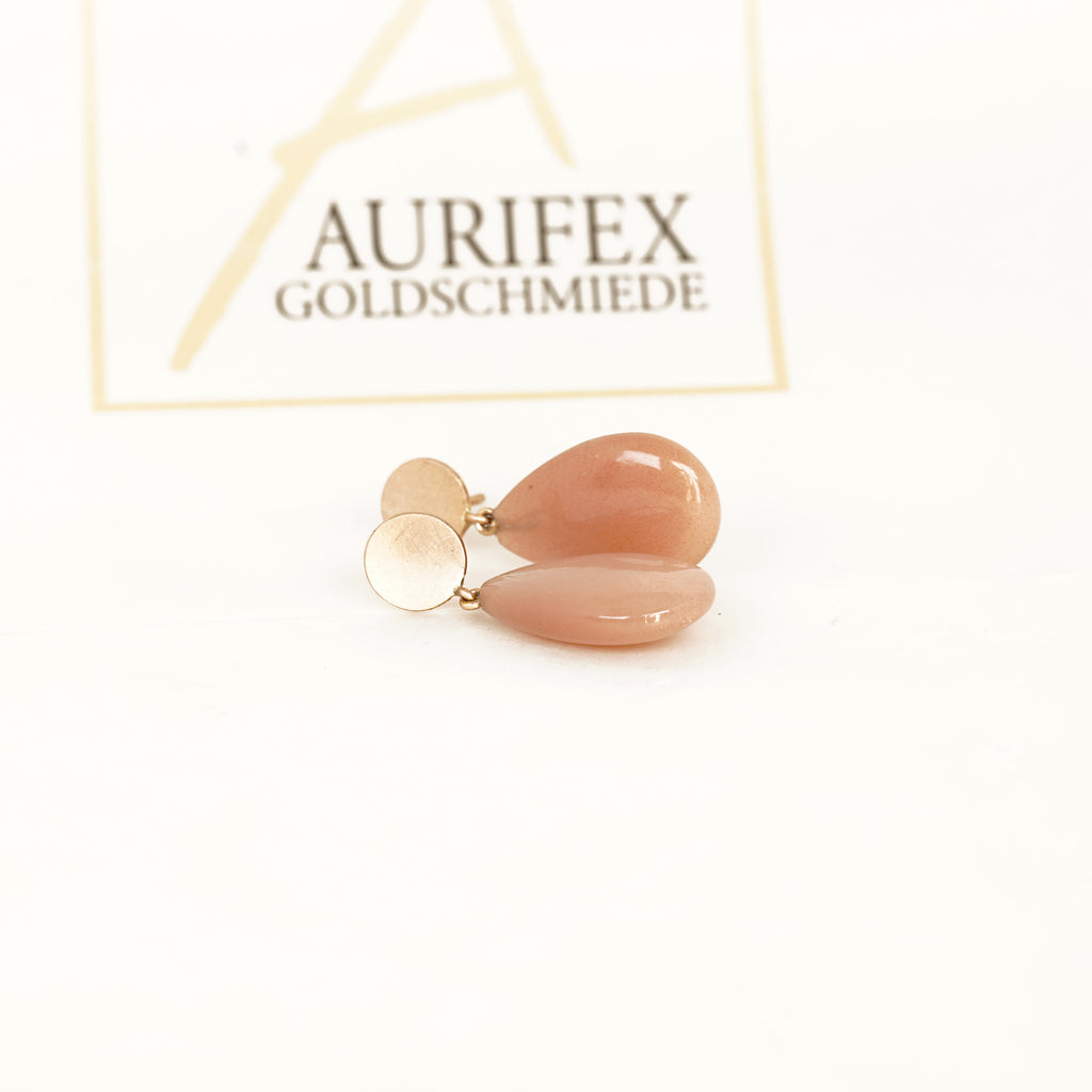 Aurifex Goldschmiede Koblenz Ohrringe aus der Kollektion Unikat in Rotgold mit Mondstein