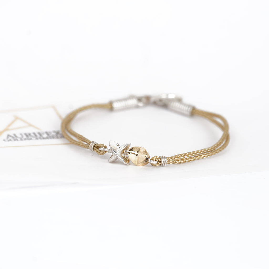Aurifex Goldschmiede Koblenz Armband aus der Kollektion Feine Form mit Sternen in Silber mit Gelbgold