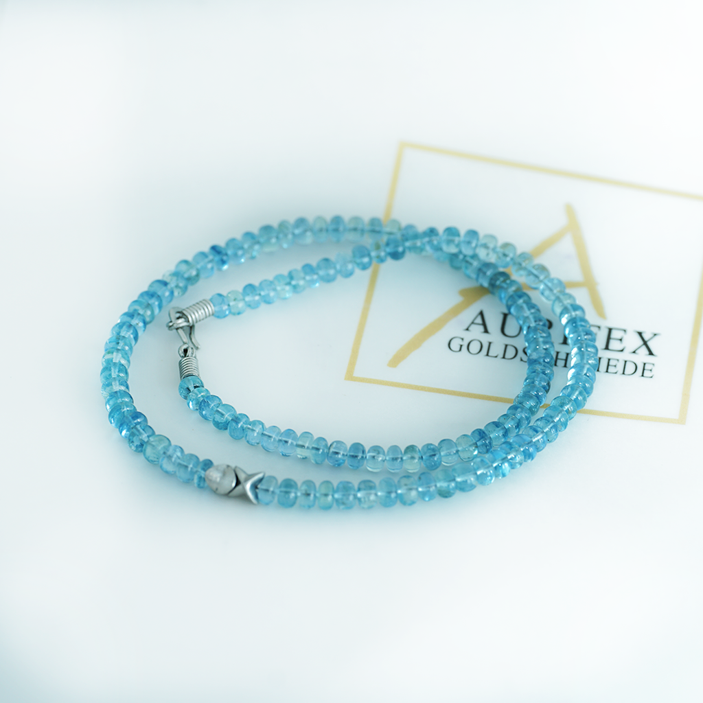 Aurifex Goldschmiede Koblenz Kette aus Aquamarin und Platin aus der Kollektion Feine Form