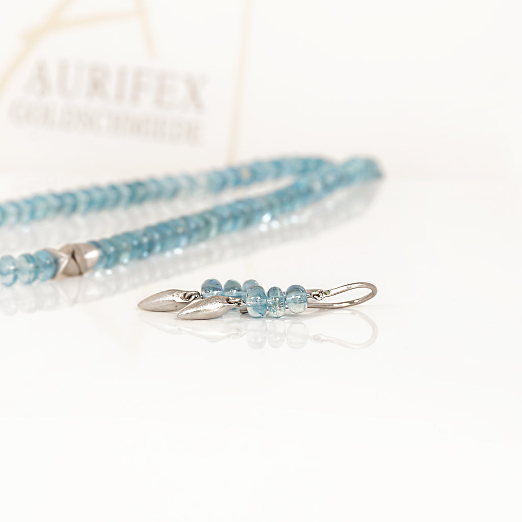 Aurifex Goldschmiede Koblenz Ohrringe aus der Kollektion Unikat in Platin mit Aquamarin