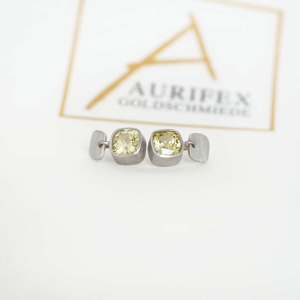 Aurifex Goldschmiede Koblenz Ohrschmuck  aus der Kollektion Unikat in Platin mit Chrysoberyll