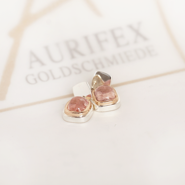 Aurifex Goldschmiede Koblenz Ohrringe aus der Kollektion Unikat in Silber mit Rotgold und Morganit