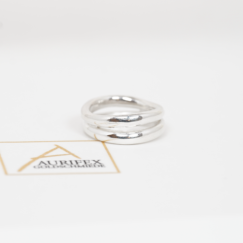 Aurifex Goldschmiede Koblenz Ring Doppelt  aus der Kollektion PUR in Silber
