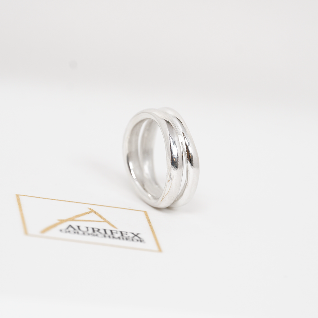 Aurifex Goldschmiede Koblenz Ring Doppelt  aus der Kollektion PUR in Silber