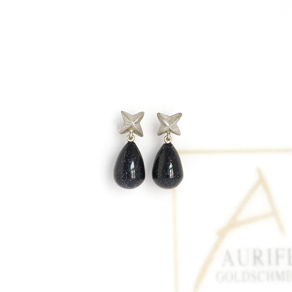 Aurifex Goldschmiede Koblenz Ohrringe aus der Kollektion Feine Form in Platin mit Sonnenstein