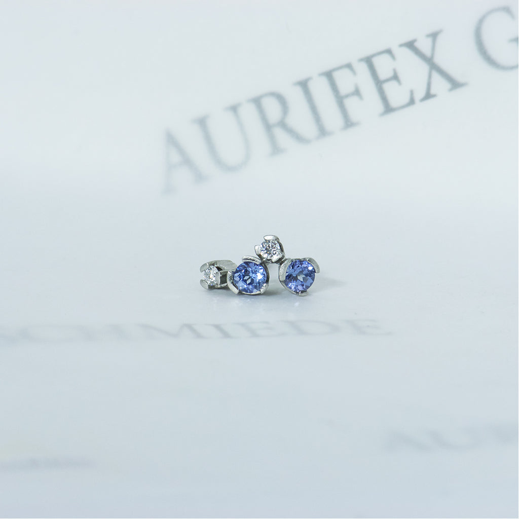 Aurifex Goldschmiede Koblenz Ohrstecker aus Platin mit Tansanit und Brillant