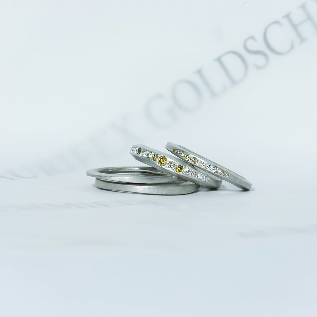 Aurifex Goldschmiede Koblenz Ringe aus der Kollektion PUR in Platin mit Brillanten