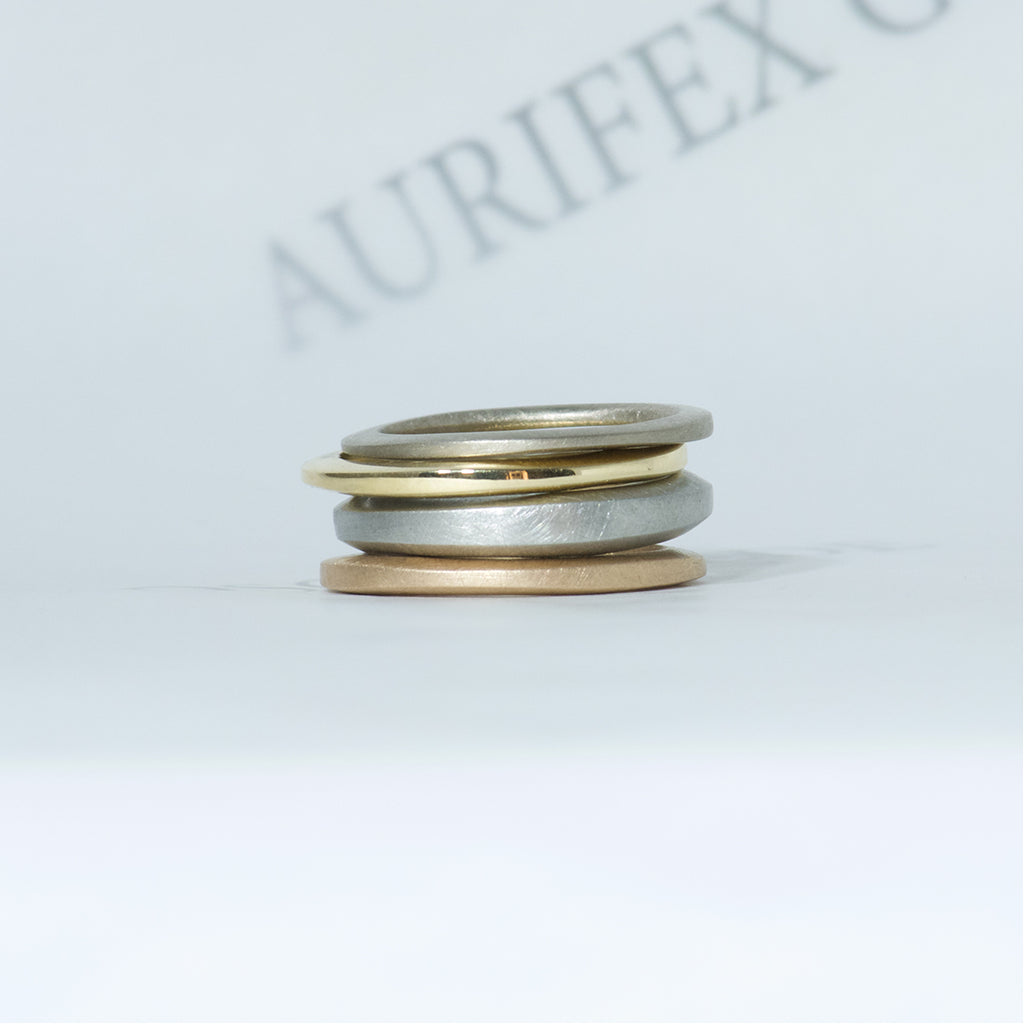 Aurifex Goldschmiede Koblenz Ringe aus der Kollektion Pur in Gelbgold, Rotgold, Weißgold und Platin