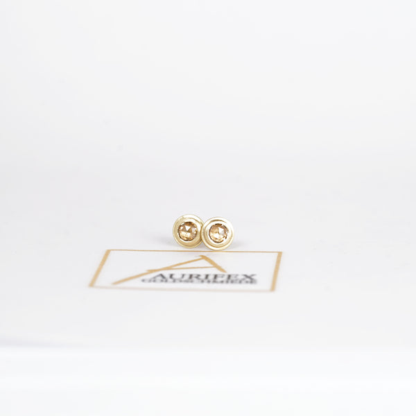 Aurifex Goldschmiede Koblenz Ohrringe aus der Kollektion Diamant in Gelbgold mit Diamant Rose