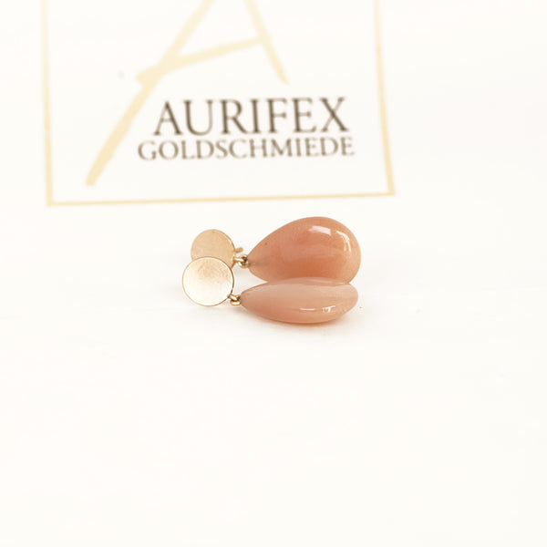 Aurifex Goldschmiede Koblenz Ohrringe aus der Kollektion Unikat in Rotgold mit Mondstein