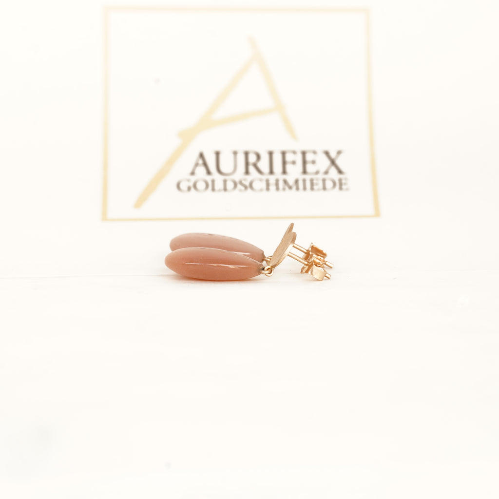 Aurifex Goldschmiede Koblenz Ohrringe aus der Kollektion Unikat in Rotgold mit Mondstein