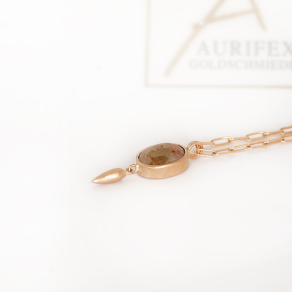 Aurifex Goldschmiede Koblenz Anhänger aus der Kollektion Unikat in Rotgold mit Diamant Rose