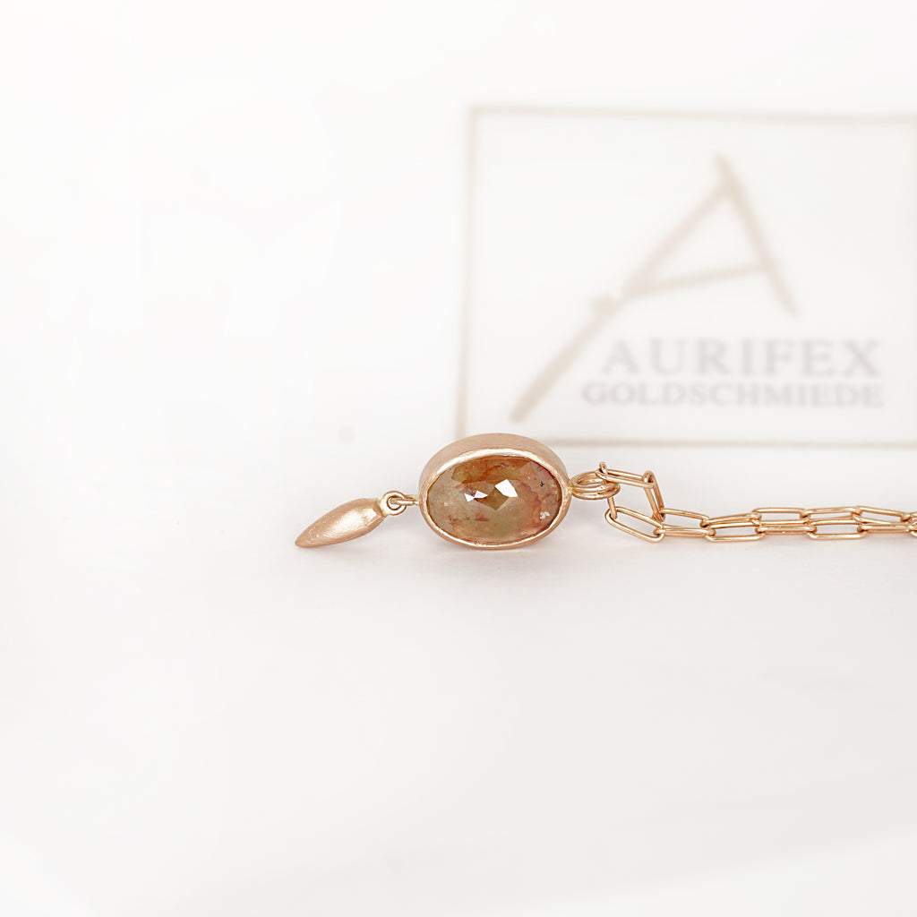 Aurifex Goldschmiede Koblenz Anhänger aus der Kollektion Unikat in Rotgold mit Diamant Rose