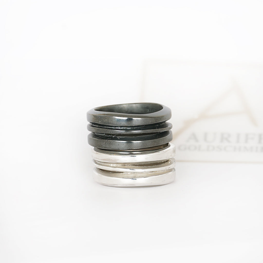Aurifex Goldschmiede Koblenz Ring aus der Kollektion PUR bestehend aus drei Ringen gefertigt in 925/000 Silber 