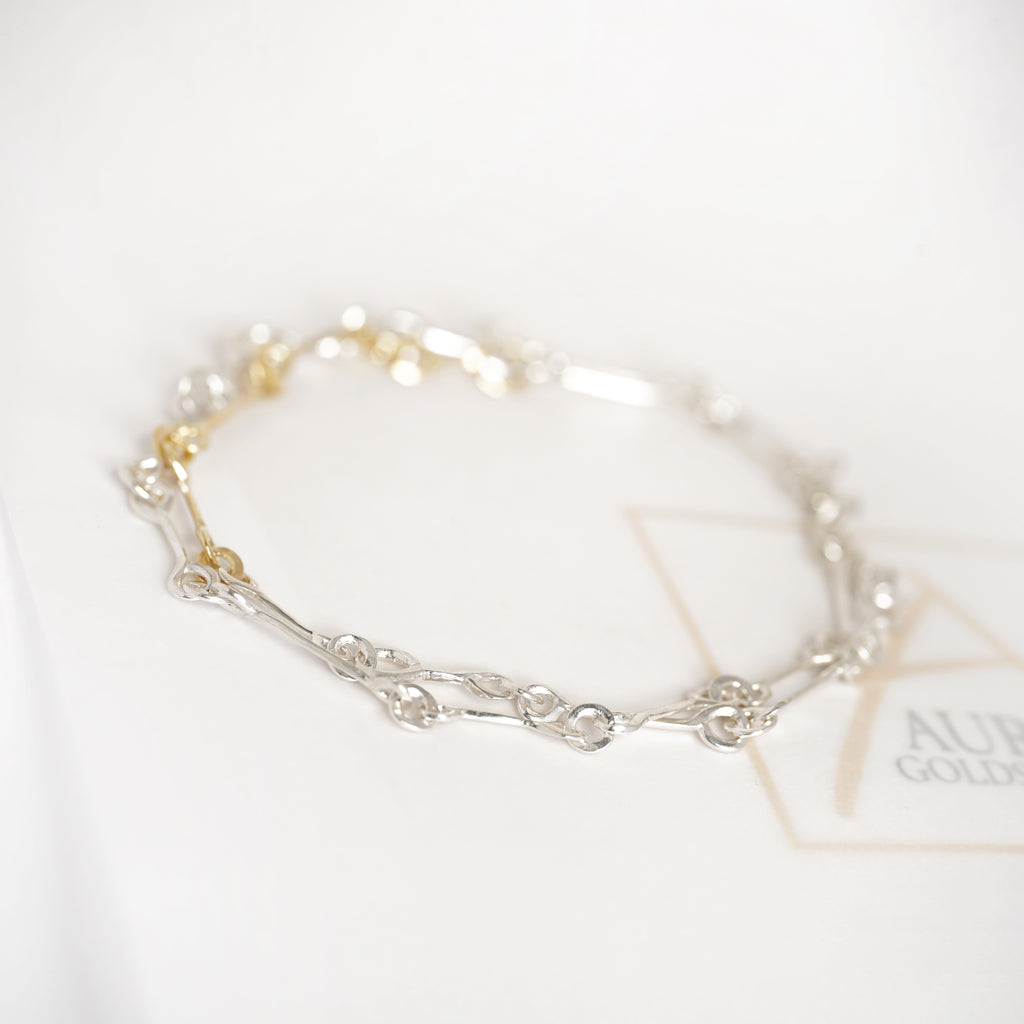 Aurifex Goldschmiede Koblenz Bicolor Halsschmuck aus der Kollektion PUR in Silber mit Gelbgold