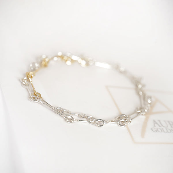 Aurifex Goldschmiede Koblenz Bicolor Halsschmuck aus der Kollektion PUR in Silber mit Gelbgold