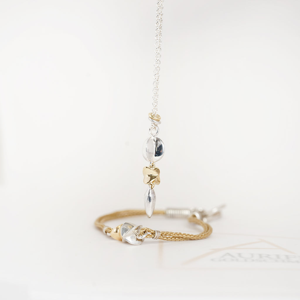 Aurifex Goldschmiede Koblenz Bicolor Halsschmuck aus der Kollektion Feine Form in Silber mit Gelbgold