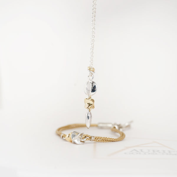 Aurifex Goldschmiede Koblenz Bicolor Halsschmuck aus der Kollektion Feine Form in Silber mit Gelbgold