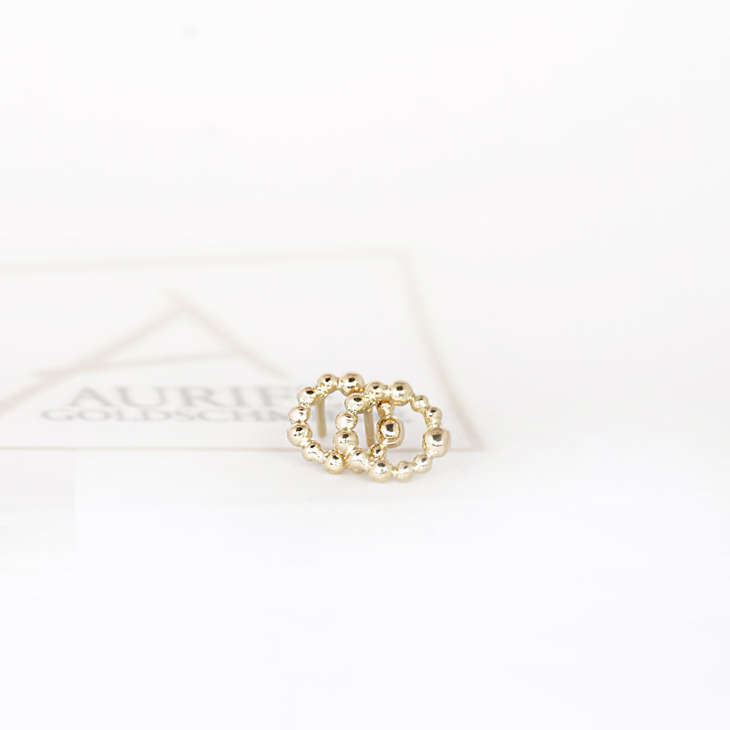 Aurifex Goldschmiede Koblenz Ohrringe aus der Kollektion Feine Form in Gelbgold mit Kugeln