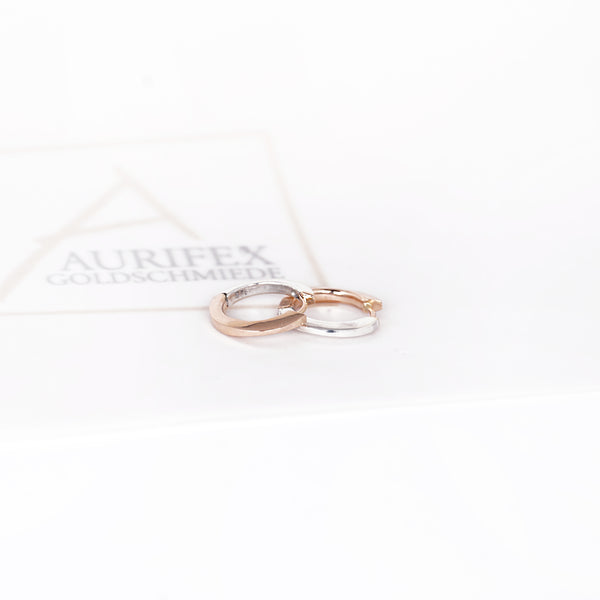 Aurifex Goldschmiede Koblenz Creolen aus der Kollektion PUR gefertigt in Silber und Rotgold