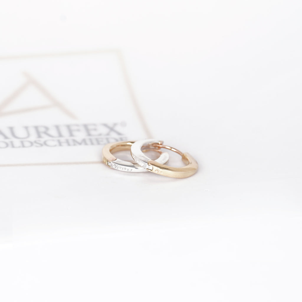 Aurifex Goldschmiede Koblenz Creolen aus der Kollektion PUR gefertigt in Silber und Gelbgold