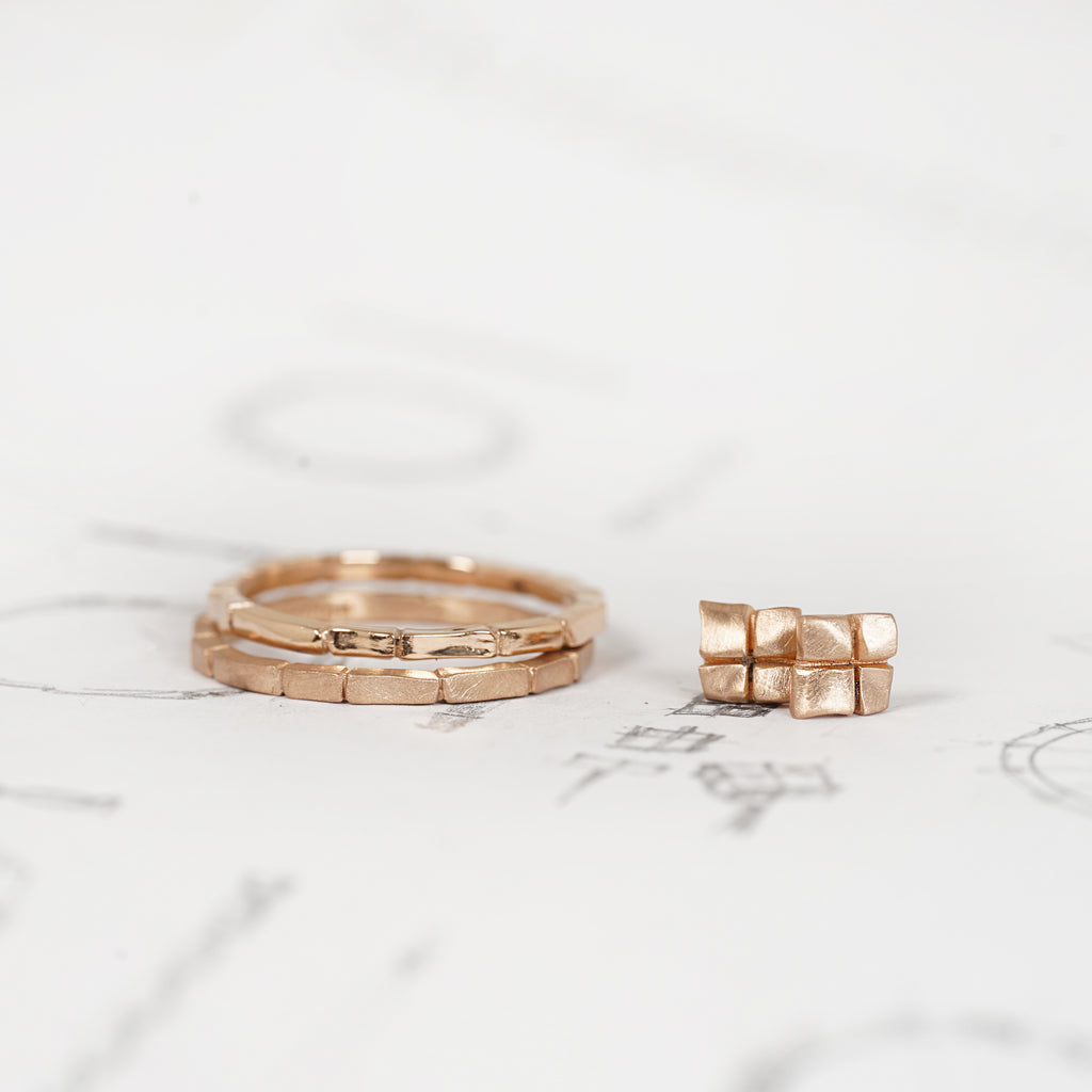 Aurifex Goldschmiede Koblenz Ohrstecker aus der Kollektion Flächen in Rotgold