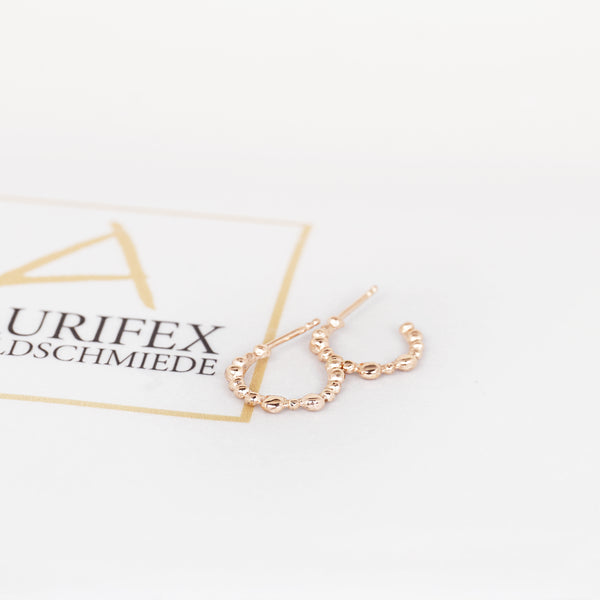 Aurifex Goldschmiede Koblenz Kreolen aus der Kollektion Feine Form in Gelbgold mit Kugeln