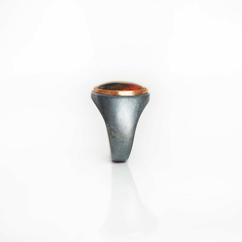 Aurifex Goldschmiede Koblenz Ring aus der Kollektion Unikat in Silber mit Rotgold und Opal