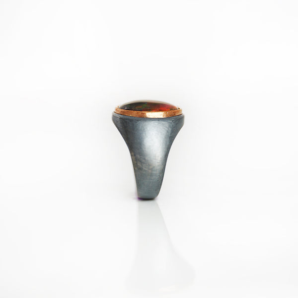 Aurifex Goldschmiede Koblenz Ring aus der Kollektion Unikat in Silber mit Rotgold und Opal