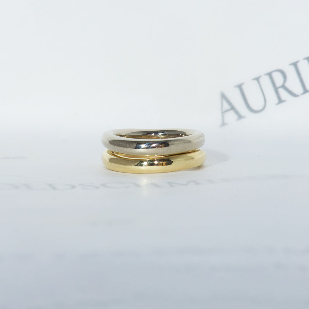 Aurifex Goldschmiede Koblenz Ringe aus der Kollektion PUR in Gelbgold und Weißgold