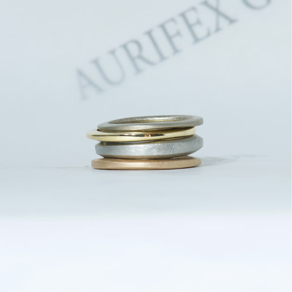 Aurifex Goldschmiede Koblenz Ringe aus der Kollektion PUR in Weißgold, Gelbgold, Rotgold und Platin